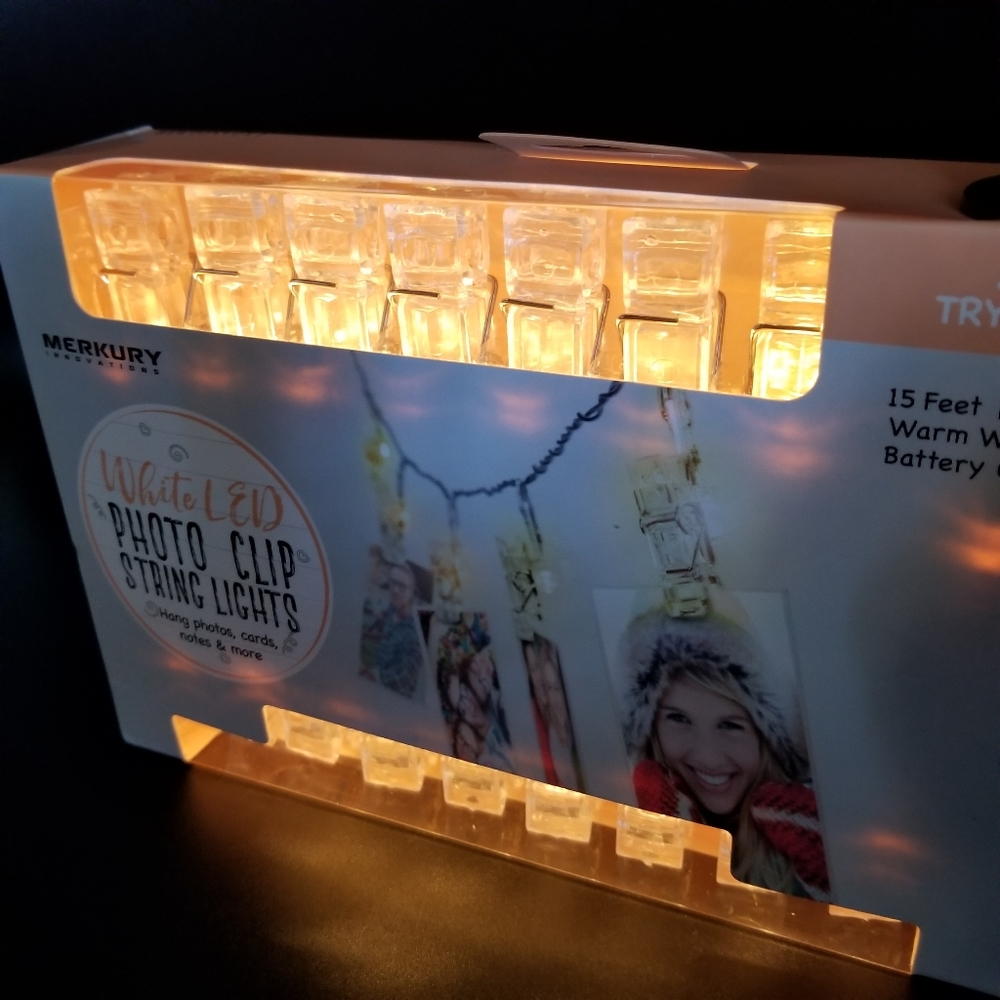 Photo String Lights 15ft 16 Clips Battery Powered Merkury Innovations New